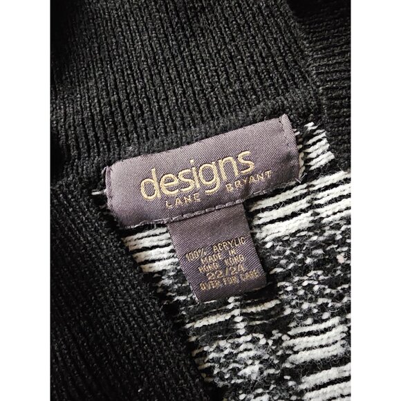 Lane Bryant Designs Black & White Geometric Cardigan V-Neck Sweater Size 22/24 - Picture 7 of 7